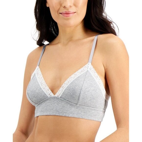 Jenni On Repeat Wide Lace‎ Trim Bralette Sleep Heather Grey - Picture 1 of 4
